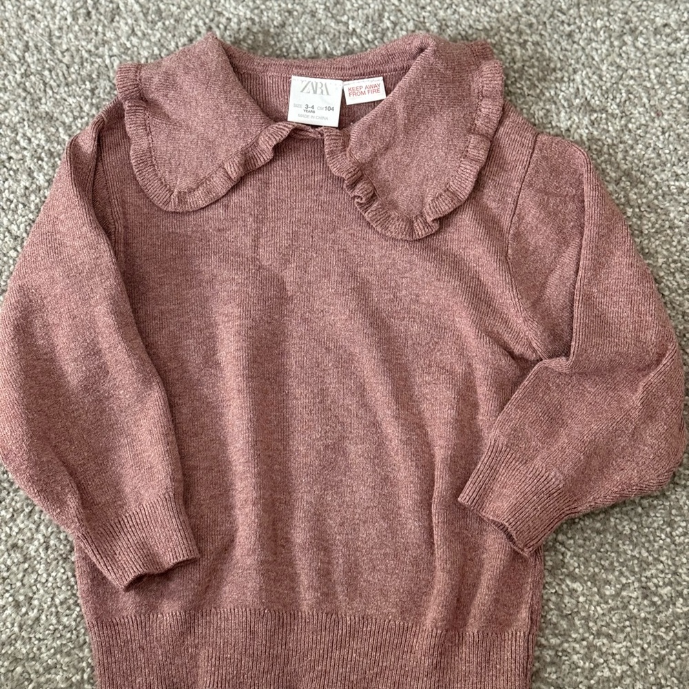 Zara Kids Mauve Sweater with Ruffle Detail
